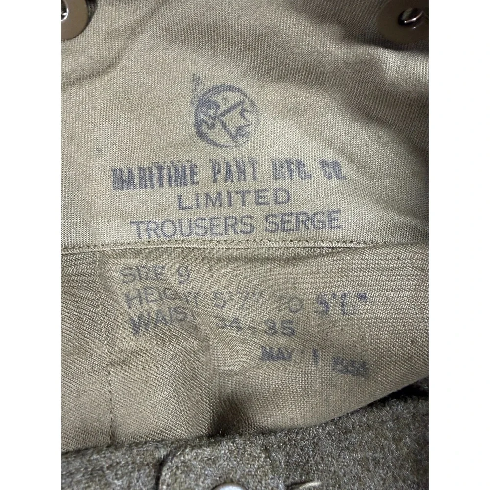 Vintage US Army M-1951 Wool Field Trousers Men's 34 Olive Drab Korean War